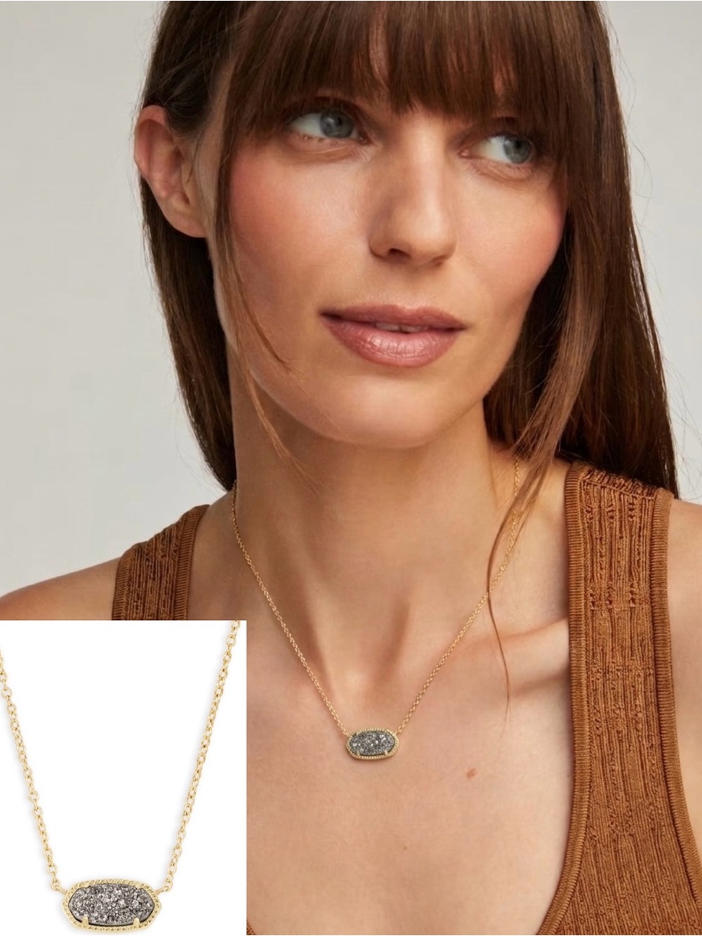 KENDRA SCOTT Elisa Gold Pendant Necklace in Platinum Drusy